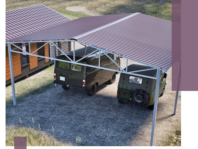 Двускатные навесы под ключ в Георгиевске — изготовление и монтаж